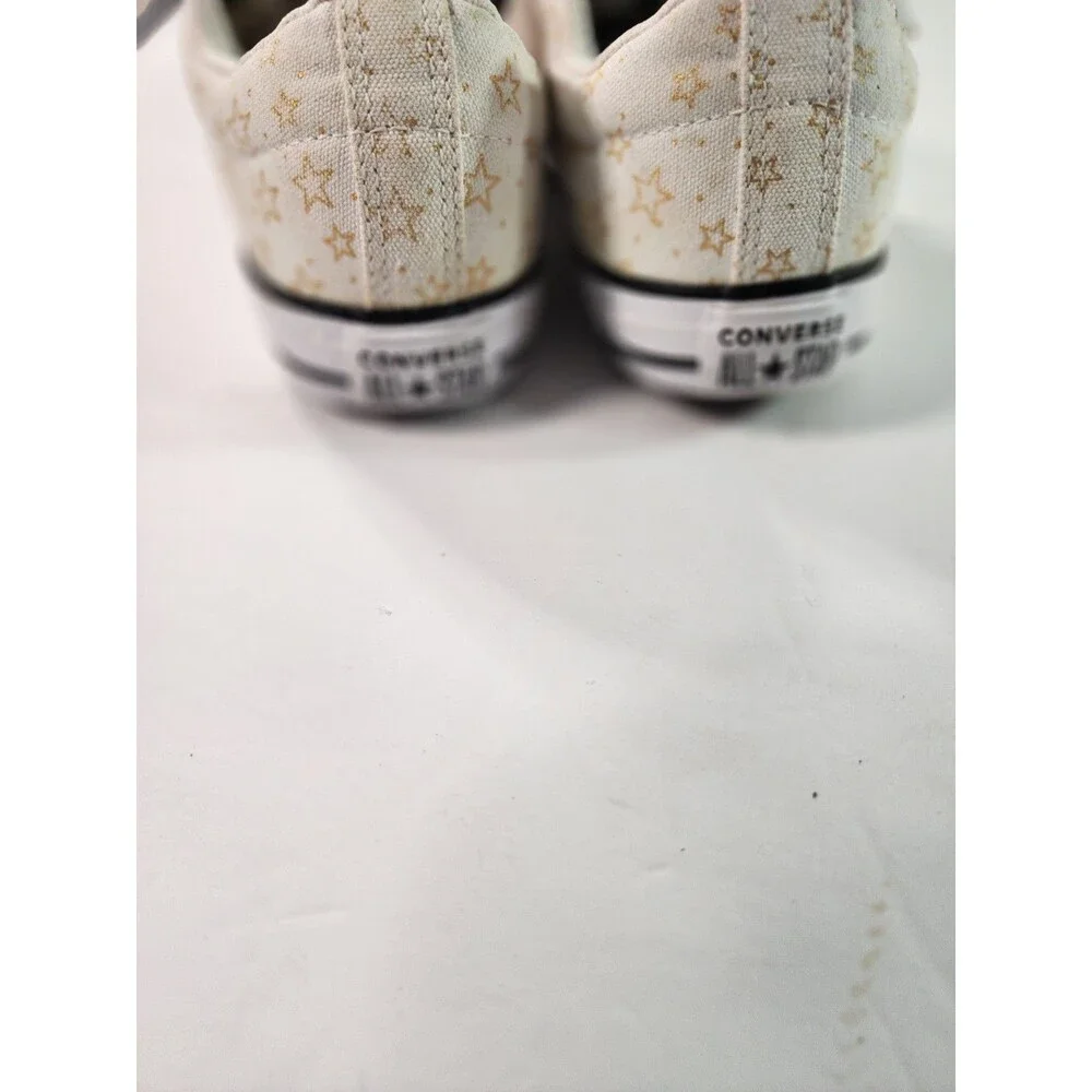 Converse Chuck Taylor All Star Low Top Cream Gold Star Print Sneakers Girls...